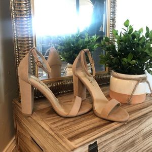 Lulus TAYLOR NATURAL SUEDE ANKLE STRAP HEELS